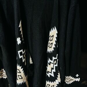 No Boundaries Black and Cream Patterned Cardigan